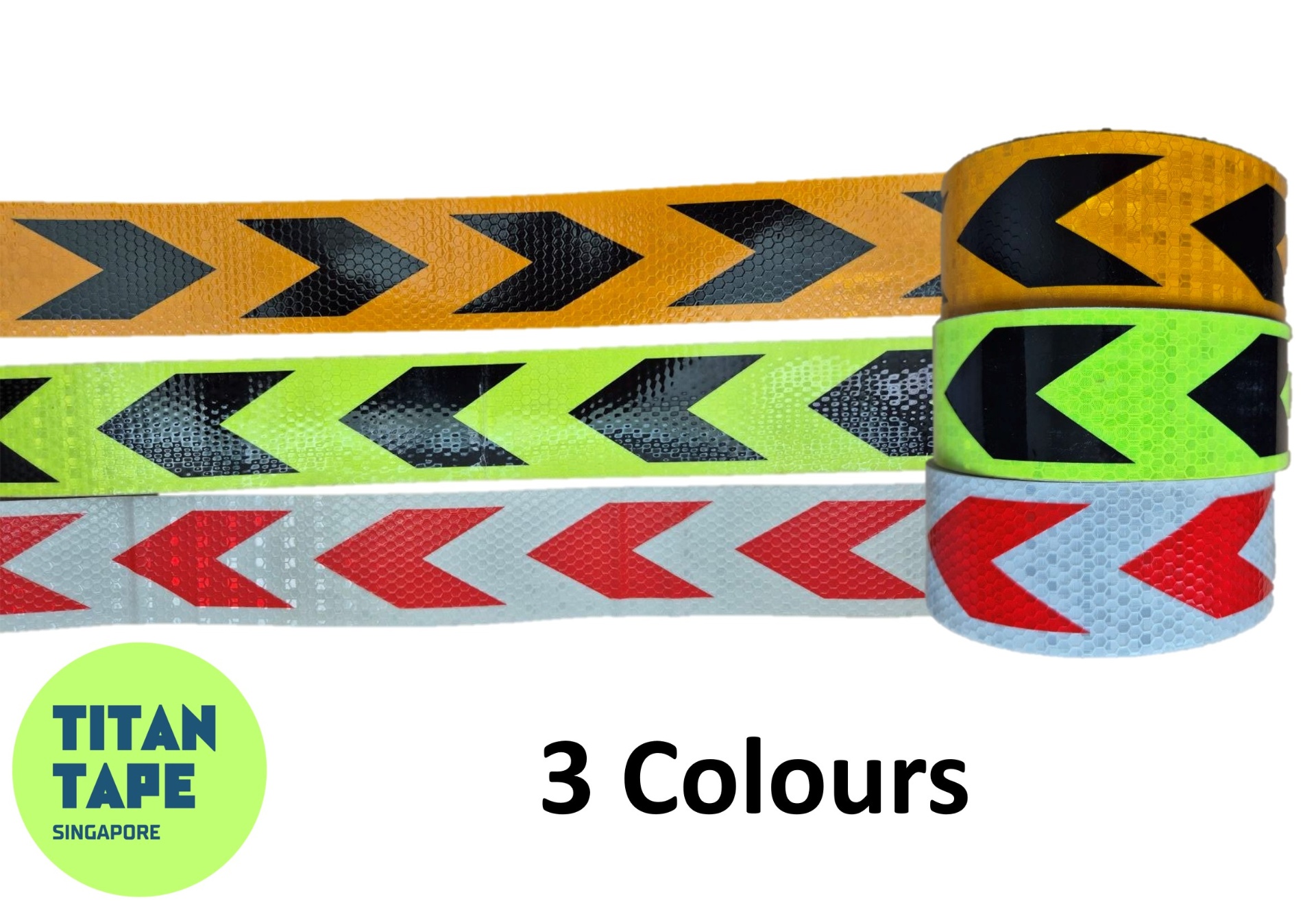 Red on White Reflective Arrow Safety Tape 3