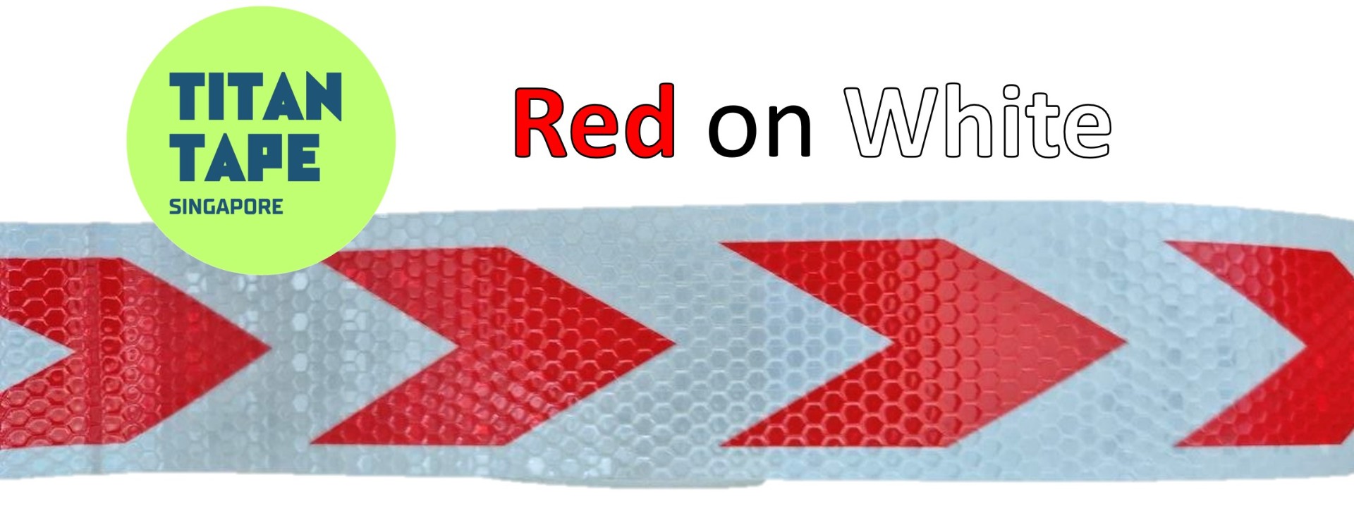 Red on White Reflective Arrow Safety Tape