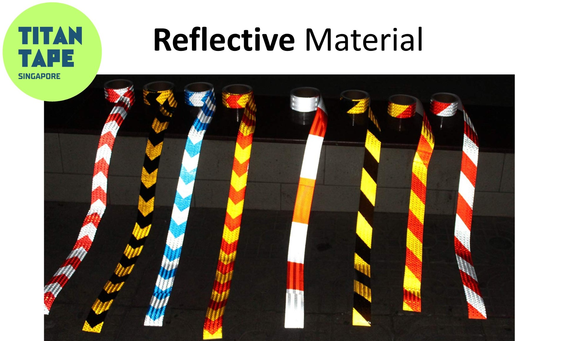 Red on White Reflective Arrow Safety Tape 5