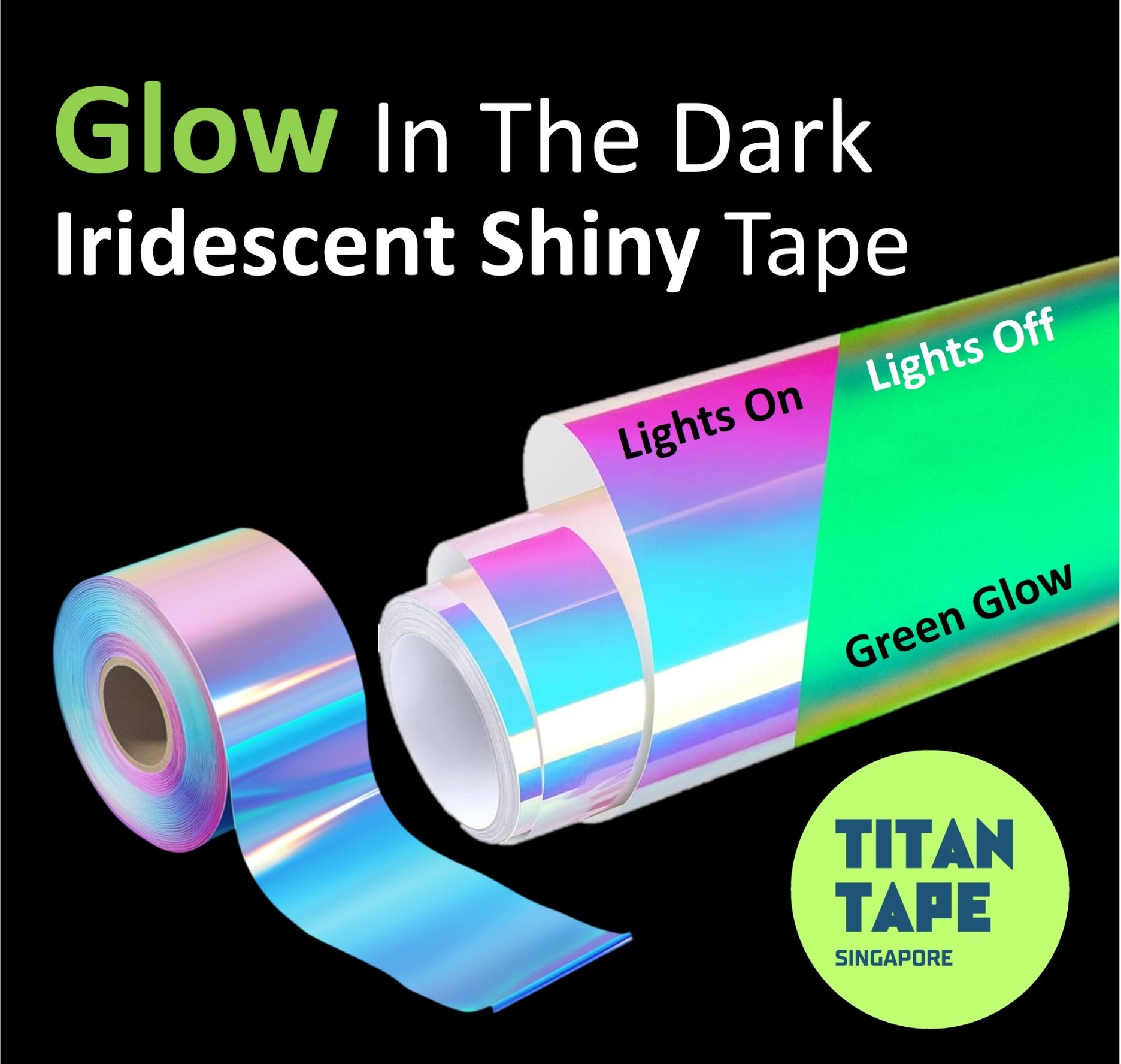 Holographic Iridescent Glow in the Dark Tape